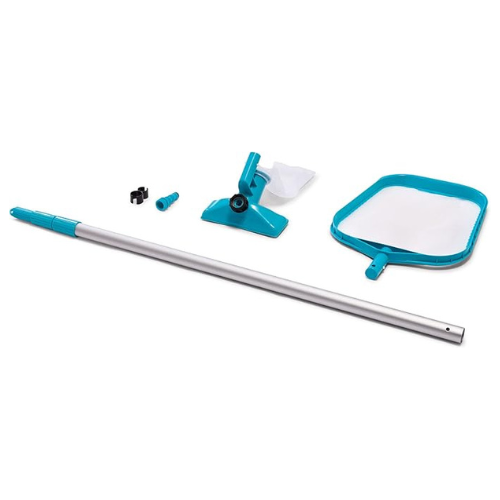 Intex Metal Frame 15' x 48" Round Above Ground Swimming Pool Set with Filter Pump, Ladder, and Cover with Maintenance Accessory Vacuum and Skimmer Kit