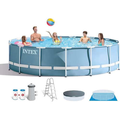Intex 15ft x 48in Prism Frame Pool Set with Ladder, Cover, & Pump
