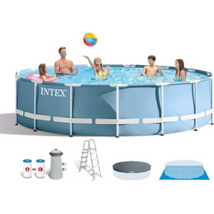 Intex 15ft x 48in Prism Frame Pool Set with Ladder, Cover, & Pump