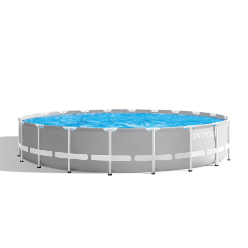 Intex 20ft x 52in Outdoor Prism Frame Above Ground Swimming Pool Set with Cartridge Filter Pump, 2 Lounger Float Chairs and Inflatable Cooler with Lid