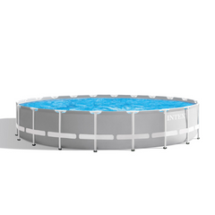 Intex 20ft x 52in Outdoor Prism Frame Above Ground Swimming Pool Set with Cartridge Filter Pump, 2 Lounger Float Chairs and Inflatable Cooler with Lid