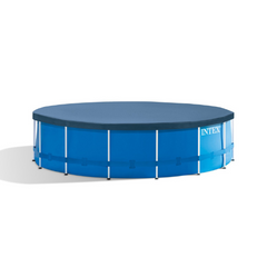 Intex Metal Frame 15' x 48" Round Above Ground Swimming Pool Set with Filter Pump, Ladder, and Cover with Maintenance Accessory Vacuum and Skimmer Kit