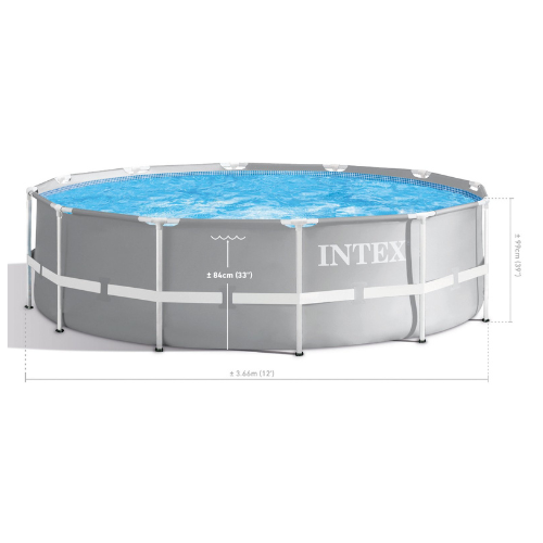 Intex | Prism Frame Pool | Round Shape | 26716 | Capacity 8600 L | 366* 99 cm | Set of 13 pieces
