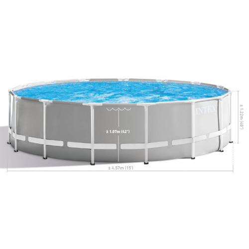 Intex 15ft x 48in Prism Frame Pool Set with Ladder, Cover, & Pump